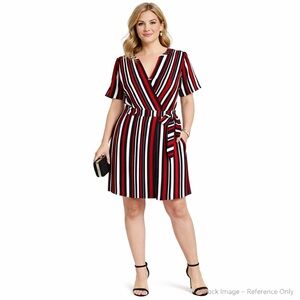 Tommy Hilfiger Nautical Stripe Wrap Midi Dress Red White Blue Size M